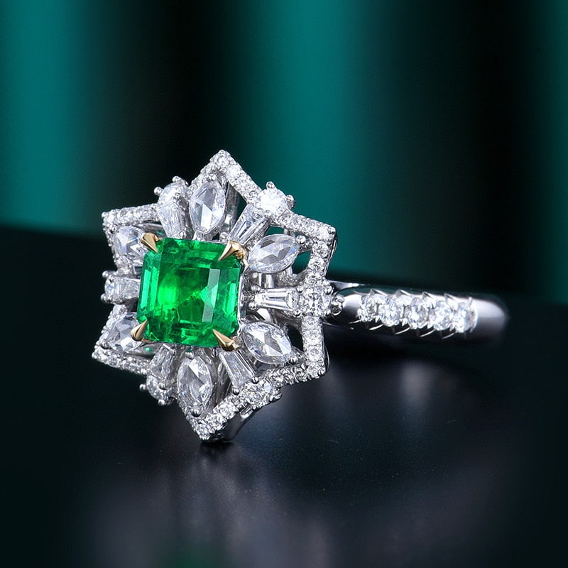 14k Gold 1.45 Ctw Vivid Green Natural Emerald & Diamond Ring/pendant( Without Chain ) - 2