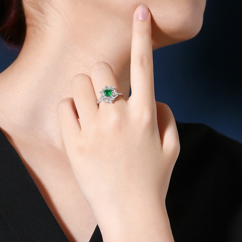14k Gold 1.45 Ctw Vivid Green Natural Emerald & Diamond Ring/pendant( Without Chain ) - 8