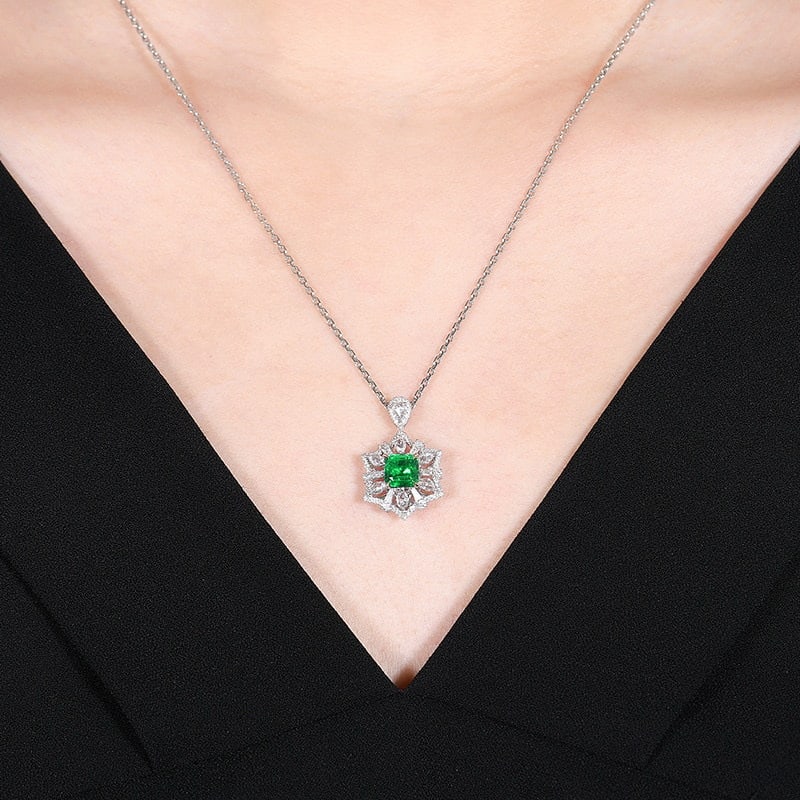 14k Gold 1.45 Ctw Vivid Green Natural Emerald & Diamond Ring/pendant( Without Chain ) - 9