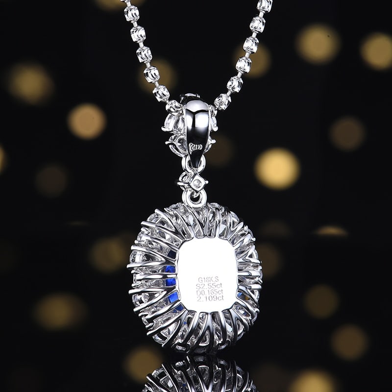 14k Gold 2.71 Ctw Natural Sapphire & Diamond Pendant( Without Chain ) - 2