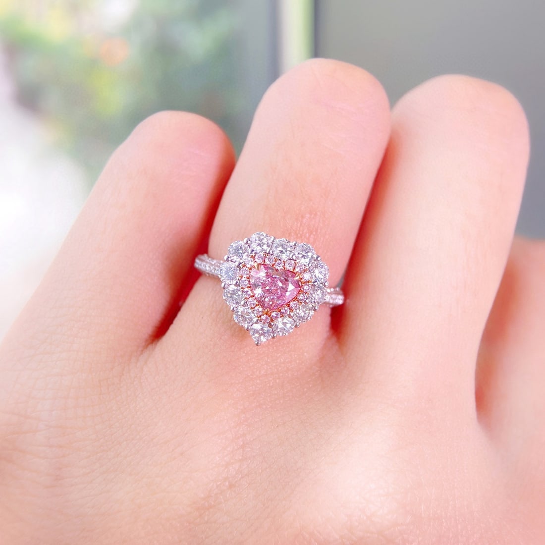 Gia Certified 14k Gold 1.53 Ctw Natural Pink Diamond & Diamond Ring/pendant( Without Chain ) - 2