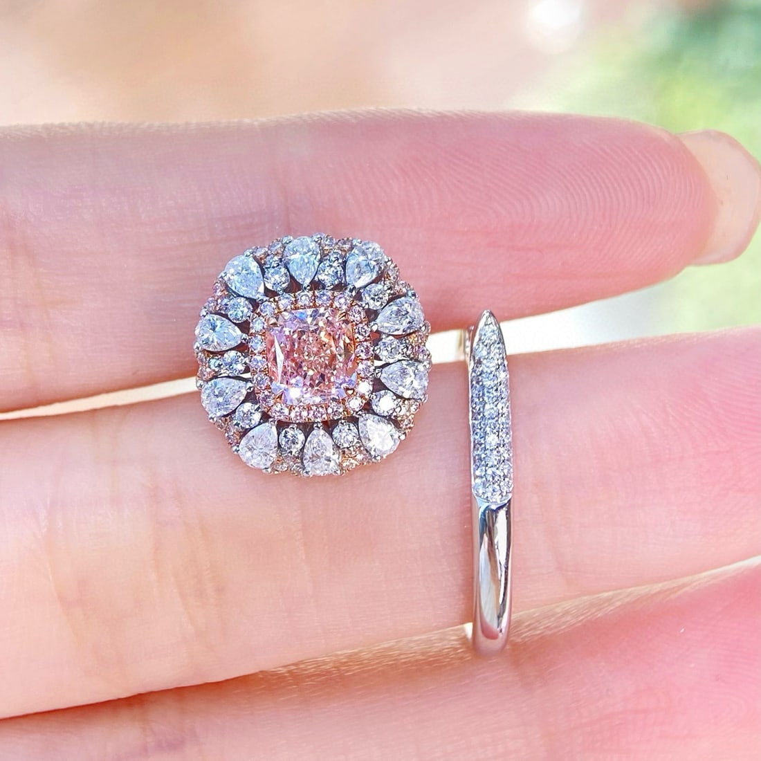 Gia Certified 14k Gold 1.72 Ctw Natural Pink Diamond & Diamond Ring/pendant( Without Chain ) - 2