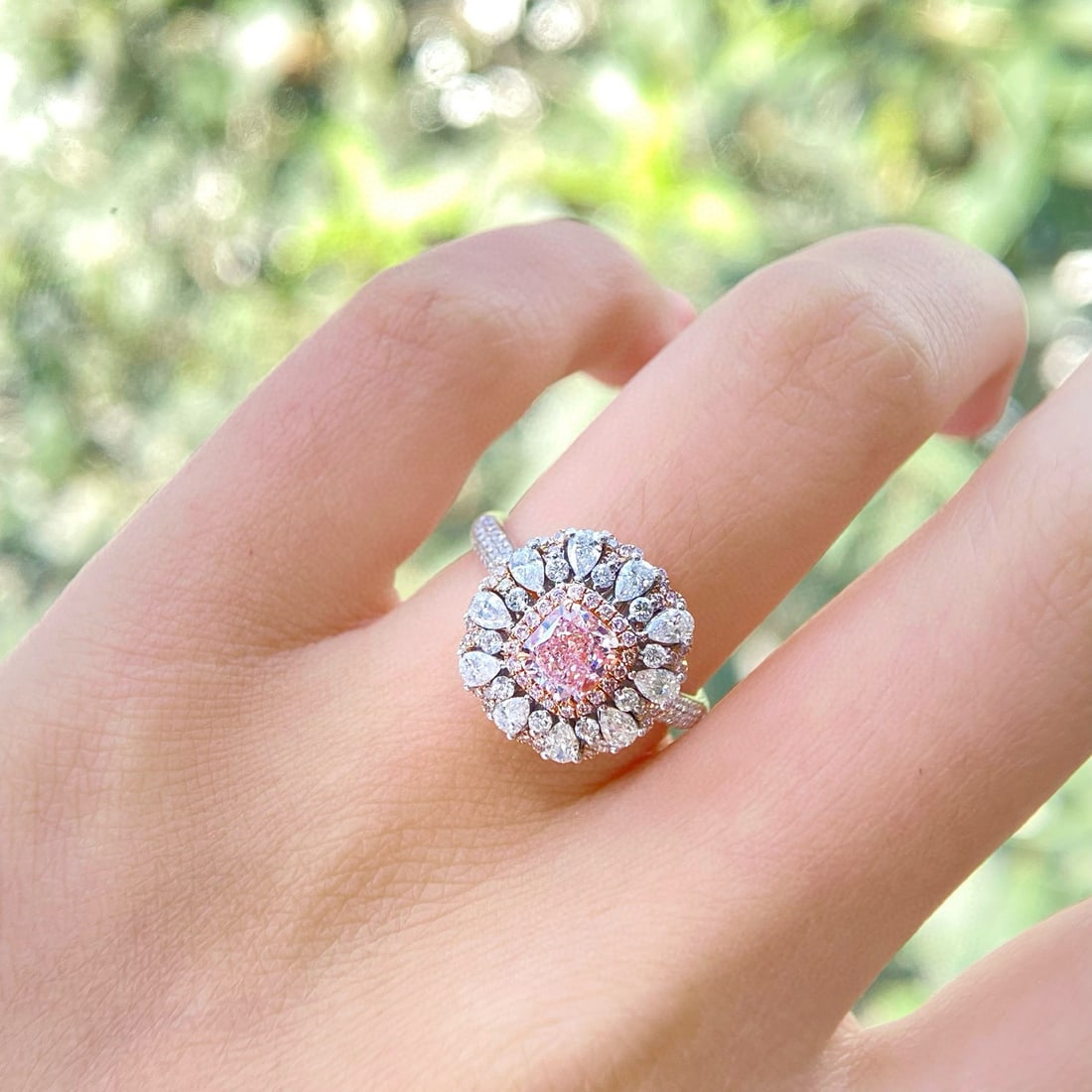 Gia Certified 14k Gold 1.72 Ctw Natural Pink Diamond & Diamond Ring/pendant( Without Chain ) - 3