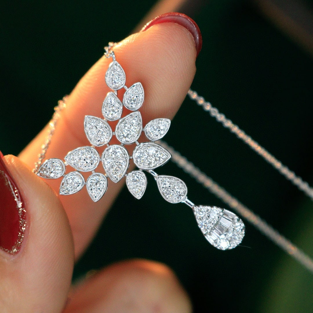 14k Gold 0.7 Ct Natural H Diamond Necklace - 3