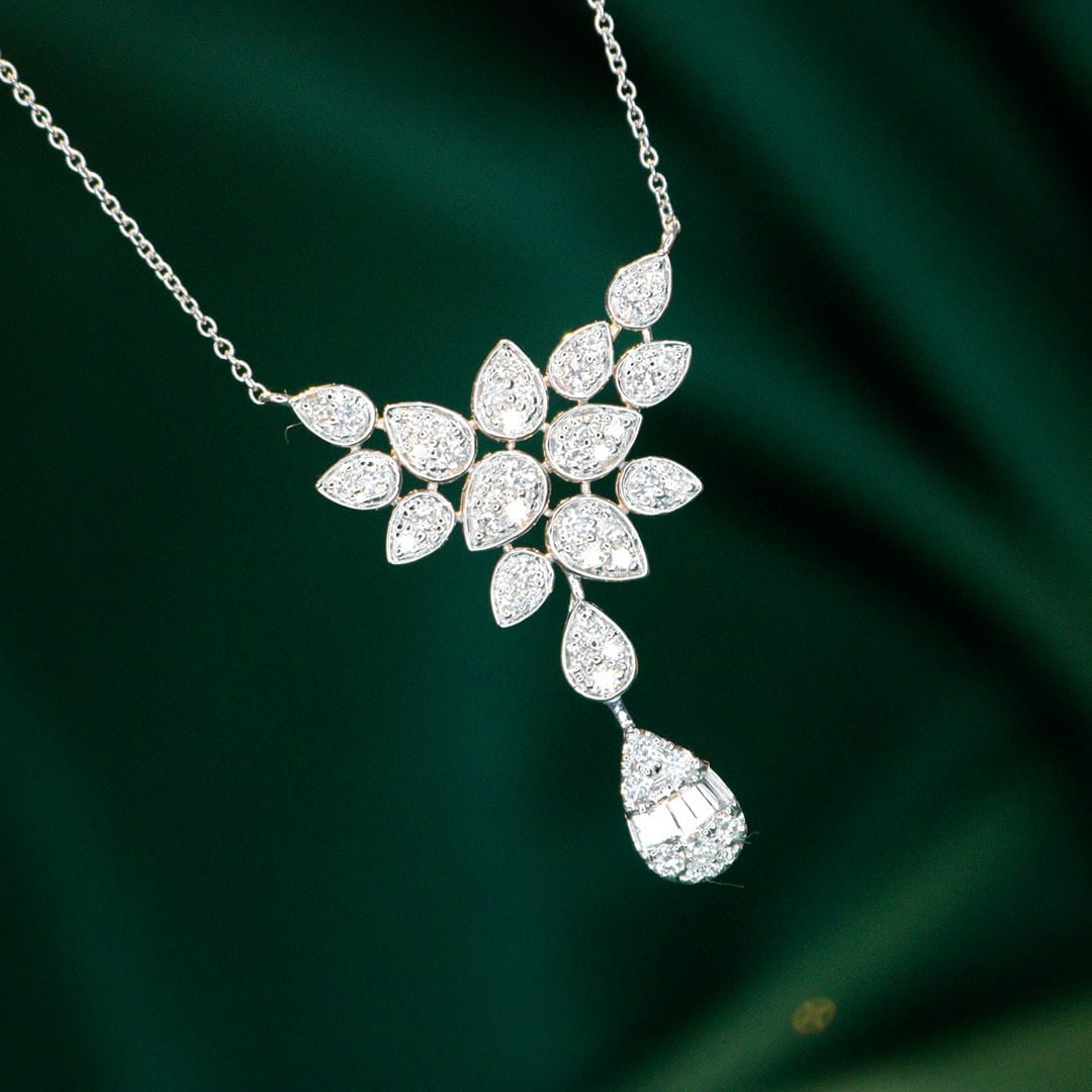 14k Gold 0.7 Ct Natural H Diamond Necklace - 4
