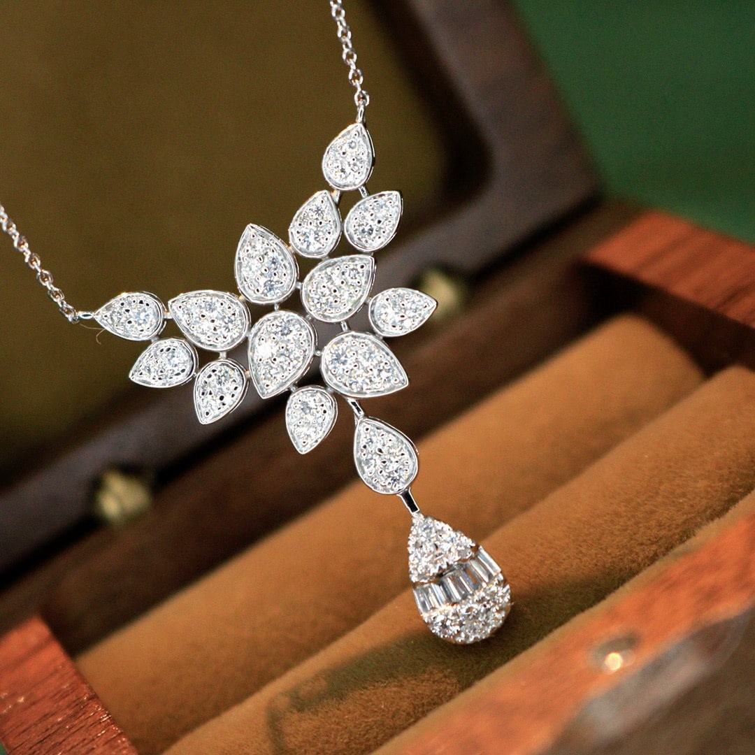 14k Gold 0.7 Ct Natural H Diamond Necklace - 6