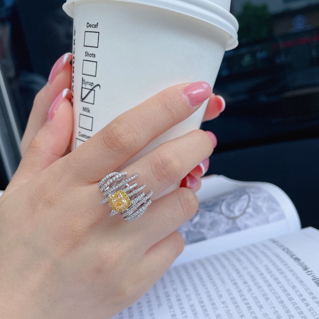 14k Gold 1.83 Ctw Natural Yellow Diamond & Diamond Ring - 3