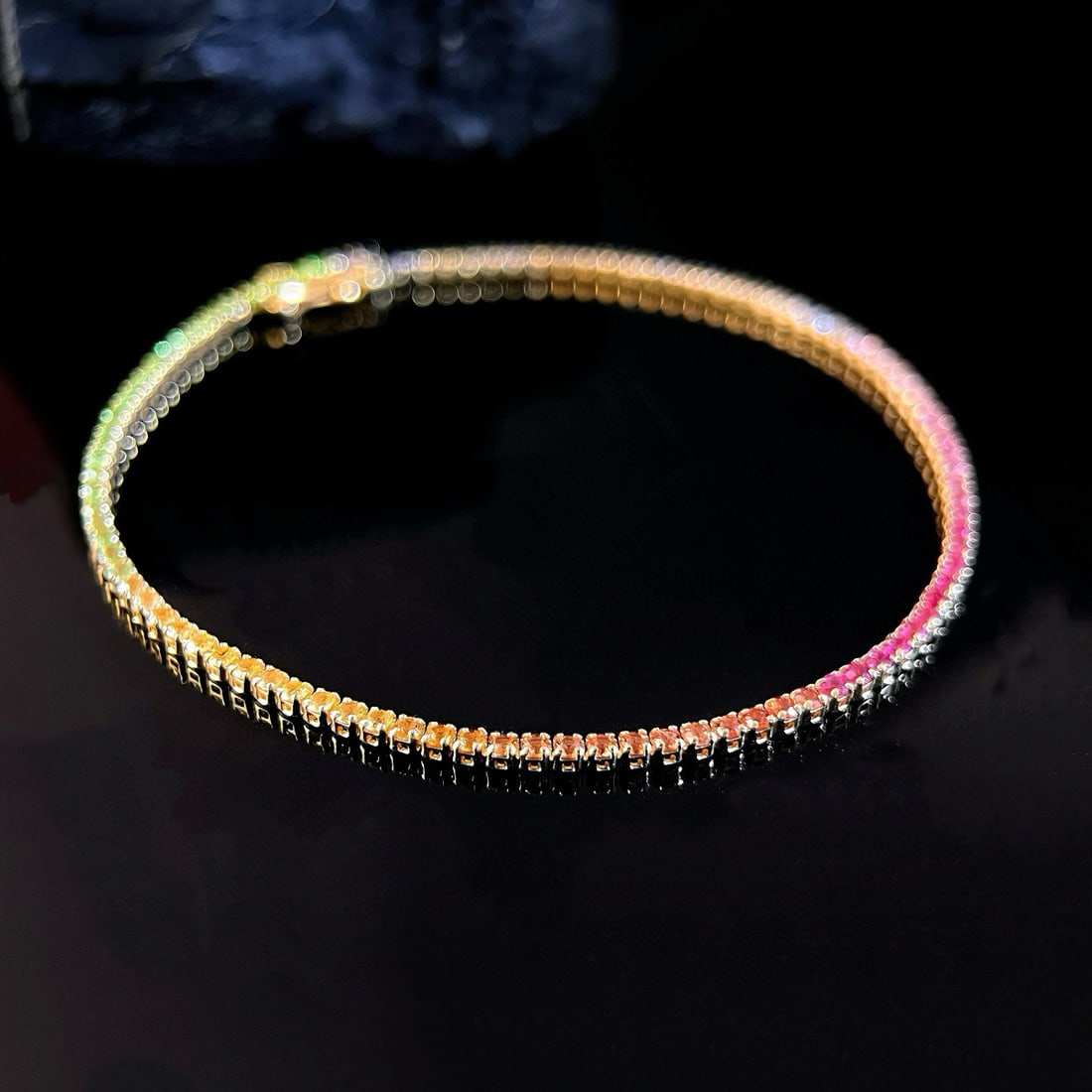 14k Gold 2.2 Ct Natural Sapphire Bracelet: Ref:230986062 // gold content:14k gold // main gemstone:sapphire // shape:round // carat weight:2. 2ct // color:color // treatment:natural // cut grade:g // Condition: New Low Estimate: 3500.00 High