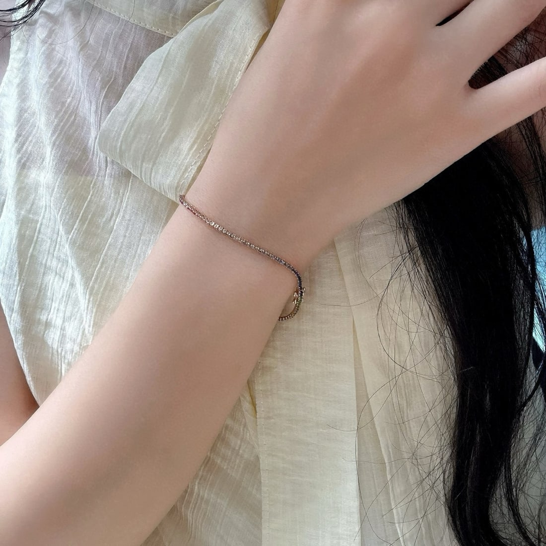 14k Gold 2.2 Ct Natural Sapphire Bracelet - 5