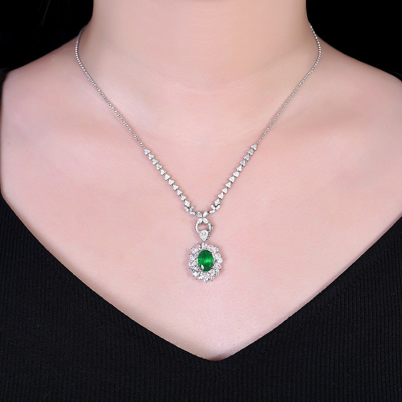 14k Gold 2.42 Ctw Vivid Green Natural Emerald & Diamond Ring/pendant( Without Chain ) - 2