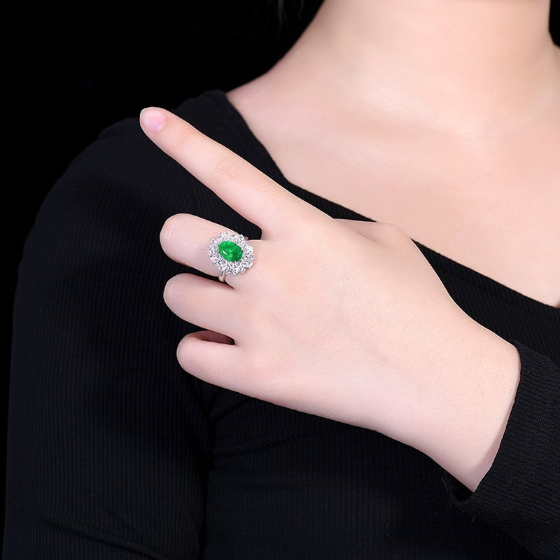 14k Gold 2.42 Ctw Vivid Green Natural Emerald & Diamond Ring/pendant( Without Chain ) - 3