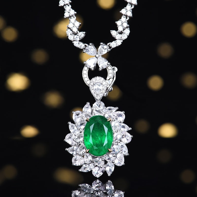 14k Gold 2.42 Ctw Vivid Green Natural Emerald & Diamond Ring/pendant( Without Chain ) - 5