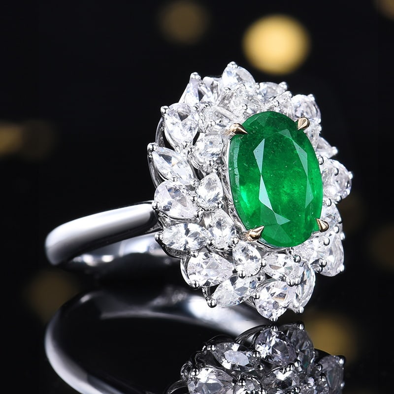 14k Gold 2.42 Ctw Vivid Green Natural Emerald & Diamond Ring/pendant( Without Chain ) - 6