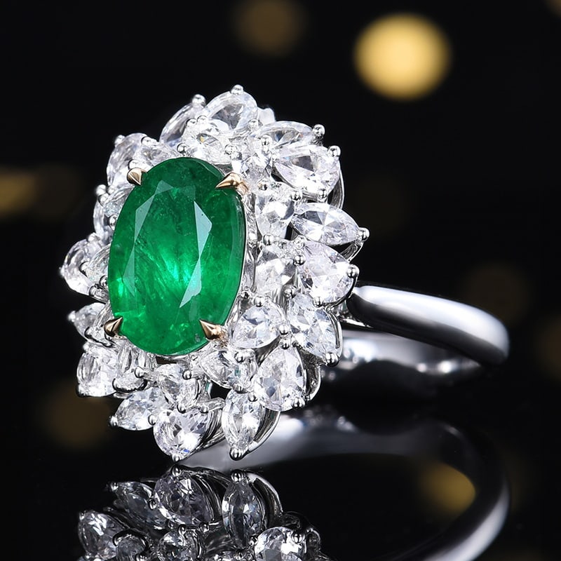 14k Gold 2.42 Ctw Vivid Green Natural Emerald & Diamond Ring/pendant( Without Chain ) - 7