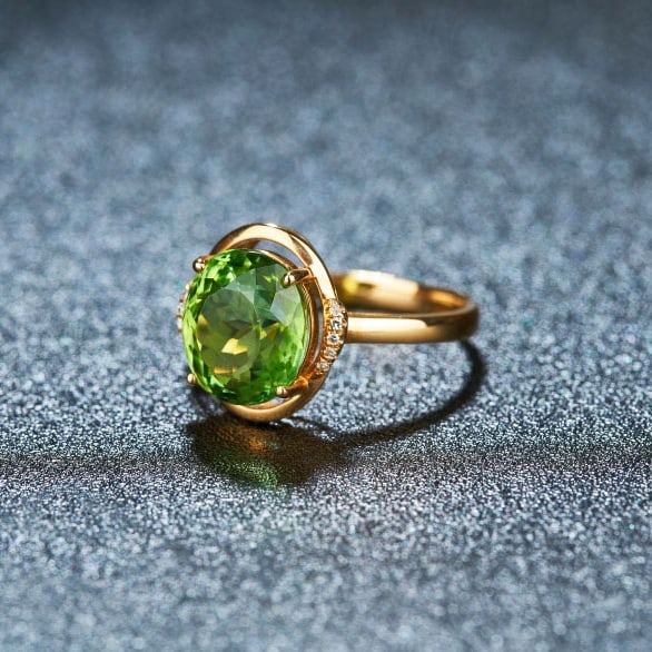 14k Gold 3.7 Ct Natural Tourmaline & Diamond Ring - 2