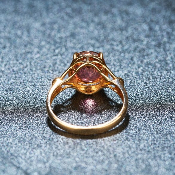 14k Gold 3.13 Ct Natural Tourmaline & Diamond Ring - 3