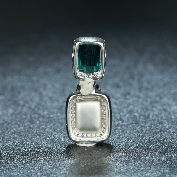 14k Gold 9.86 Ctw Natural Tourmaline & Diamond Pendant( Without Chain ) - 3
