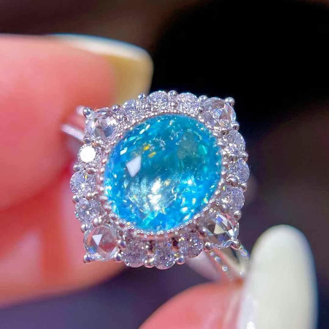 14k Gold 2.63 Ctw Natural Paraiba Tourmaline & Diamond Ring/pendant( Without Chain ) - 2