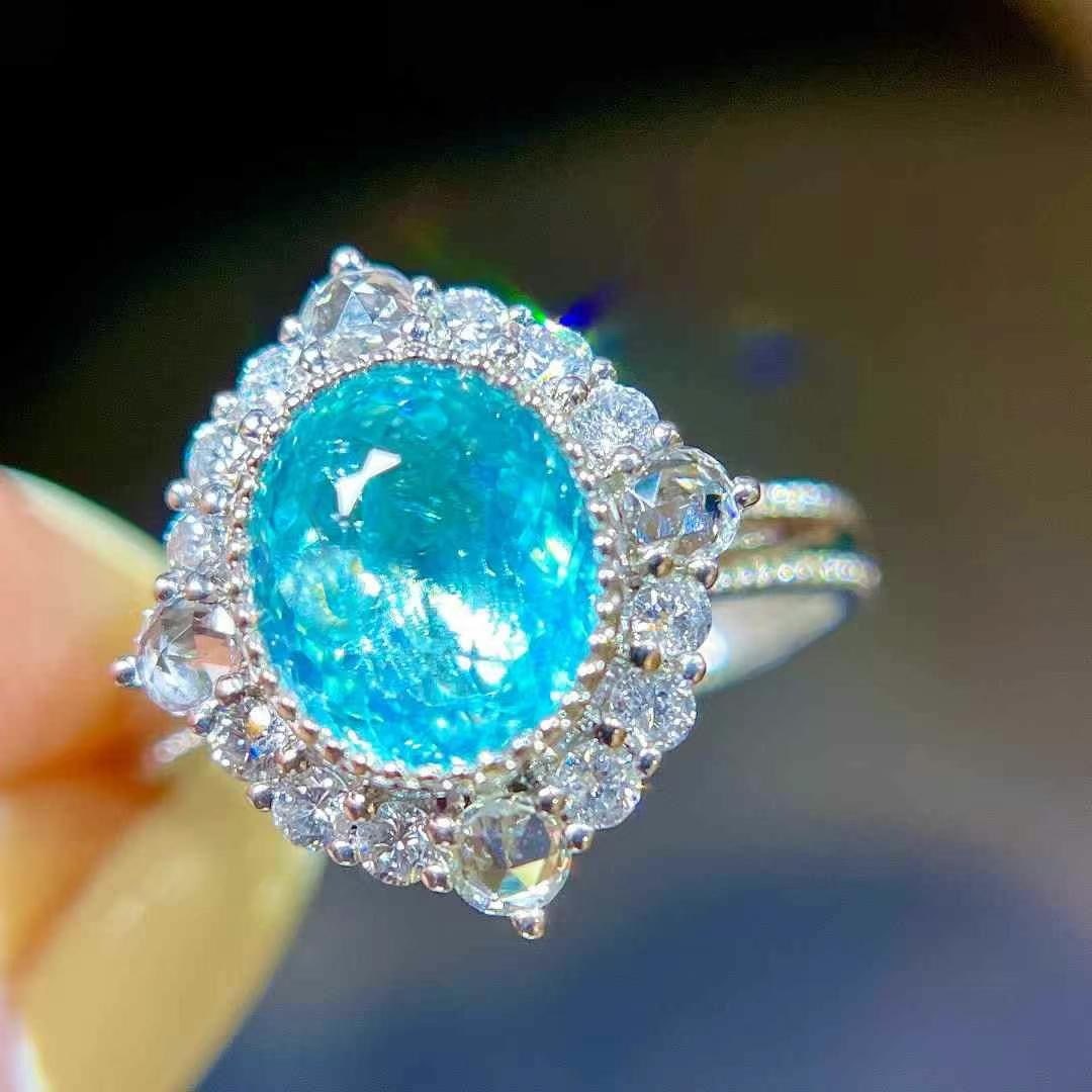 14k Gold 2.63 Ctw Natural Paraiba Tourmaline & Diamond Ring/pendant( Without Chain ) - 3