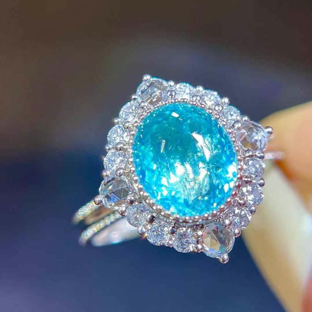 14k Gold 2.63 Ctw Natural Paraiba Tourmaline & Diamond Ring/pendant( Without Chain ) - 4