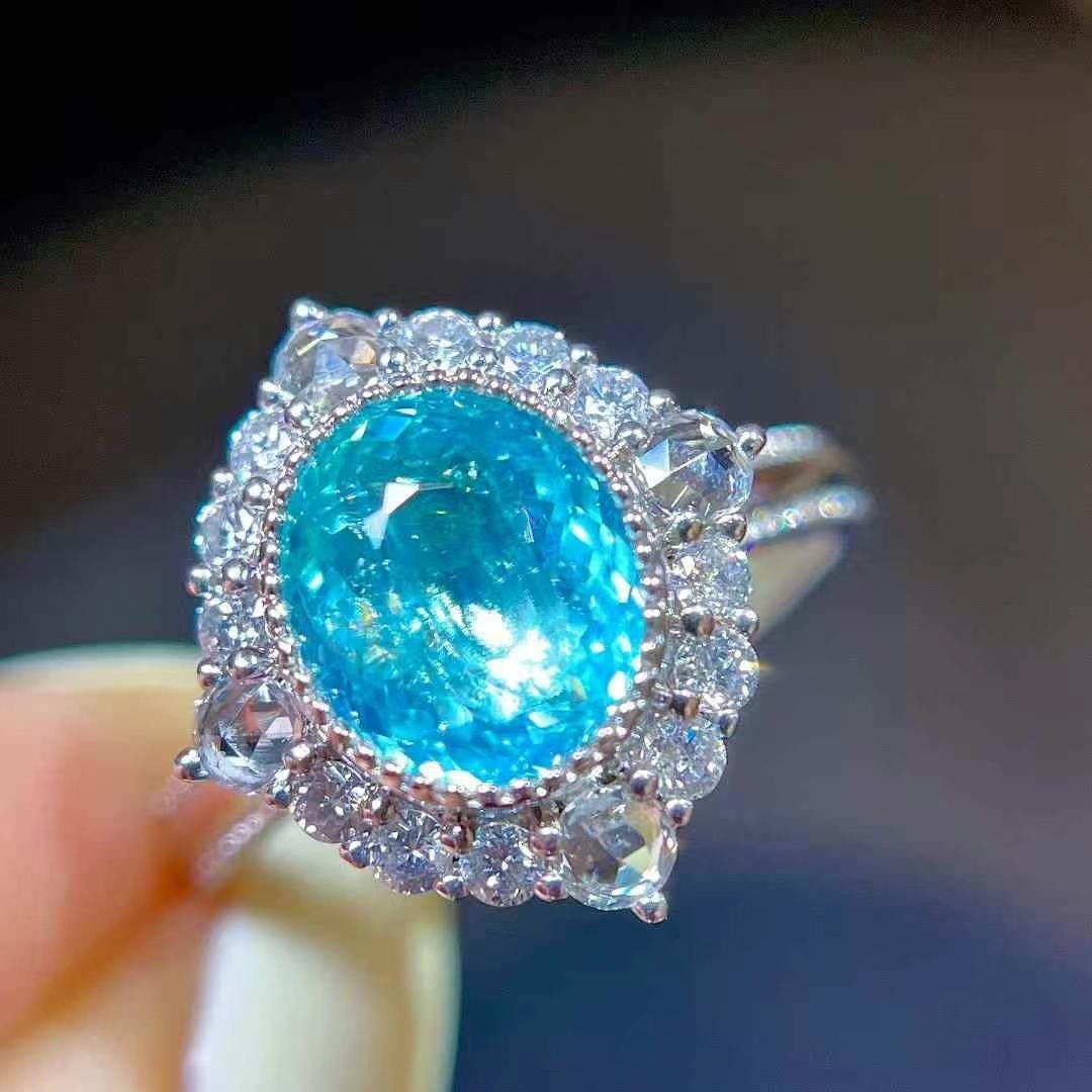 14k Gold 2.63 Ctw Natural Paraiba Tourmaline & Diamond Ring/pendant( Without Chain ) - 5