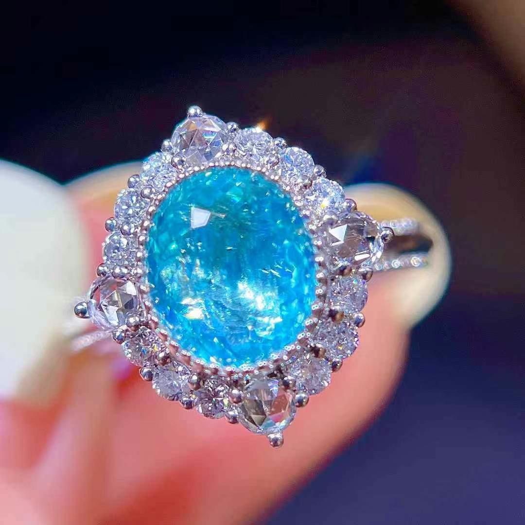 14k Gold 2.63 Ctw Natural Paraiba Tourmaline & Diamond Ring/pendant( Without Chain ) - 6