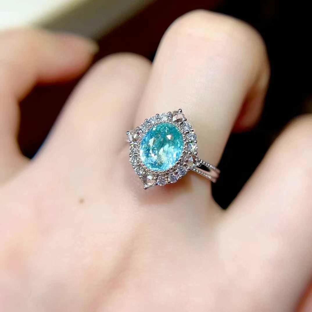 14k Gold 2.63 Ctw Natural Paraiba Tourmaline & Diamond Ring/pendant( Without Chain ) - 8