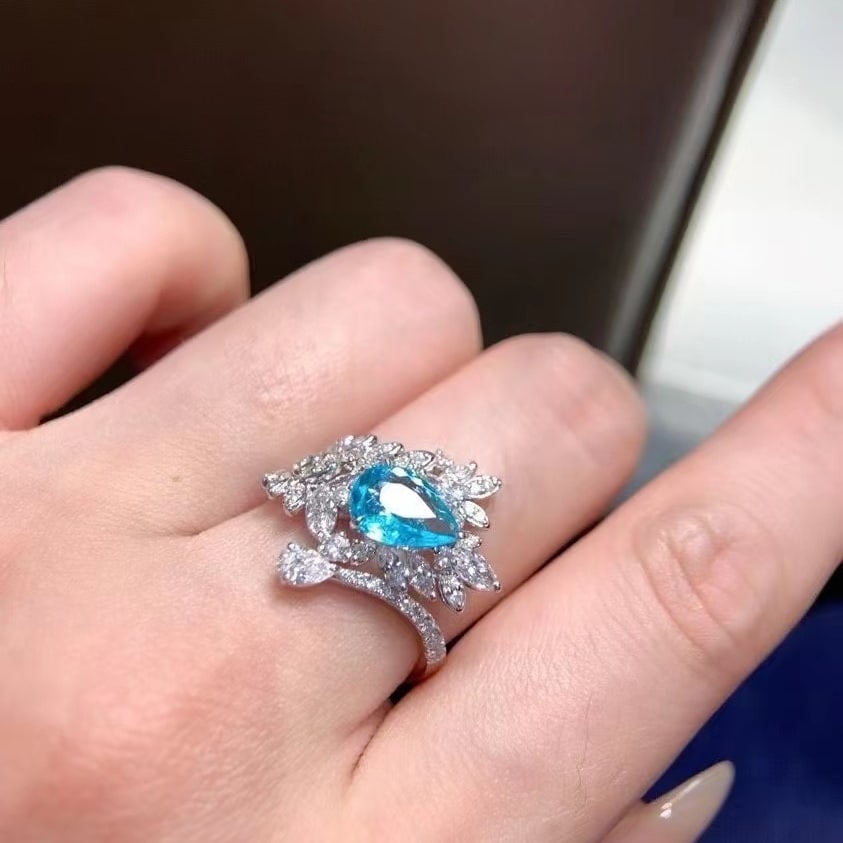 14k Gold 2.09 Ctw Natural Paraiba Tourmaline & Diamond Ring - 4