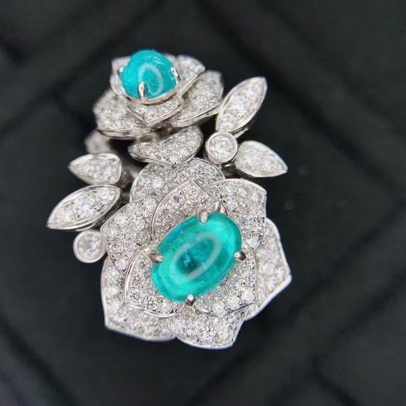14k Gold 2.74 Ctw Natural Paraiba Tourmaline & Diamond Ring - 2