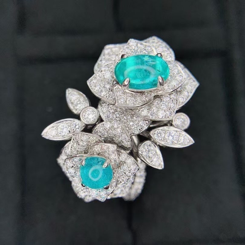14k Gold 2.74 Ctw Natural Paraiba Tourmaline & Diamond Ring - 3