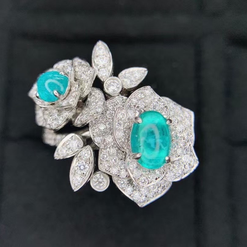 14k Gold 2.74 Ctw Natural Paraiba Tourmaline & Diamond Ring - 5