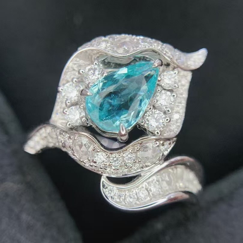 14k Gold 1.80 Ctw Natural Paraiba Tourmaline & Diamond Ring - 3