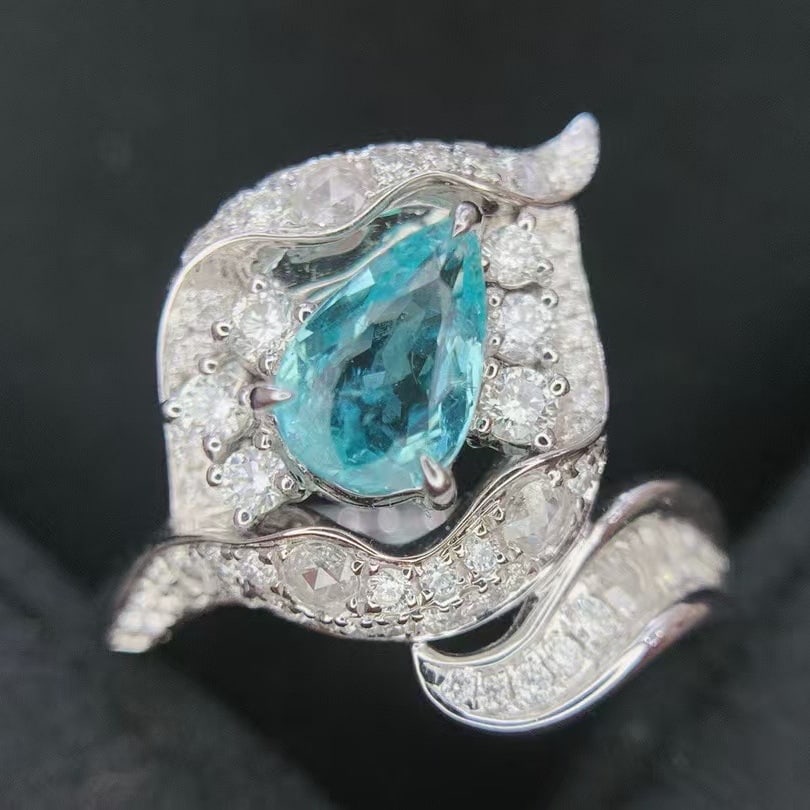 14k Gold 1.80 Ctw Natural Paraiba Tourmaline & Diamond Ring - 4