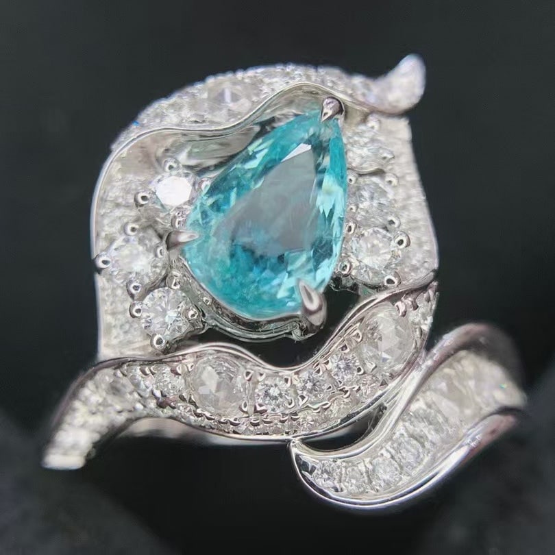 14k Gold 1.80 Ctw Natural Paraiba Tourmaline & Diamond Ring - 5