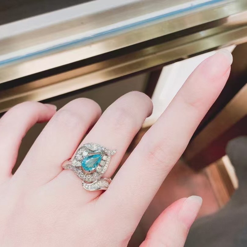 14k Gold 1.80 Ctw Natural Paraiba Tourmaline & Diamond Ring - 6