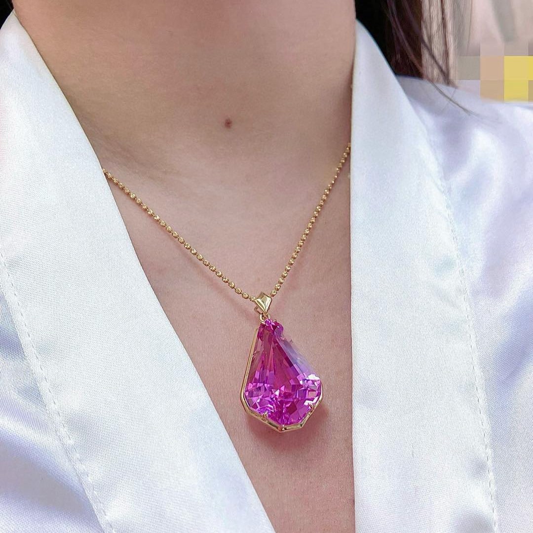 14k Gold 36.71 Ct Natural Kunzite Pendant( Without Chain ) - 2