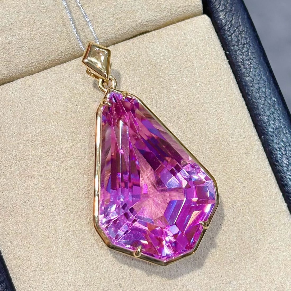 14k Gold 36.71 Ct Natural Kunzite Pendant( Without Chain ) - 6