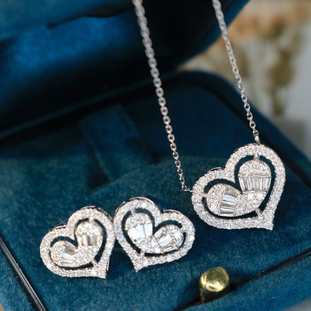 14k Gold 1.1 Ctw Natural H Diamond Jewelry Set - 6
