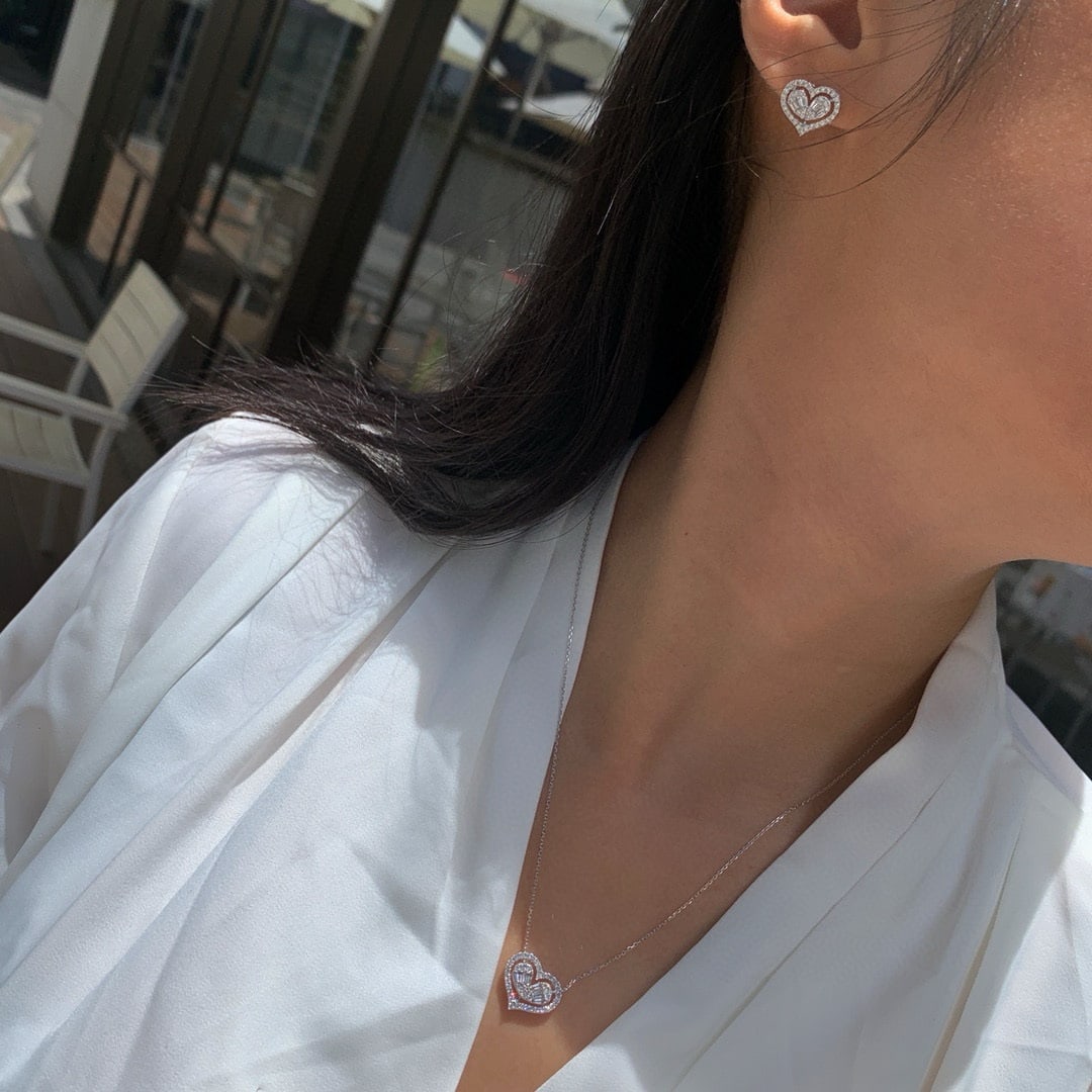 14k Gold 1.1 Ctw Natural H Diamond Jewelry Set - 7