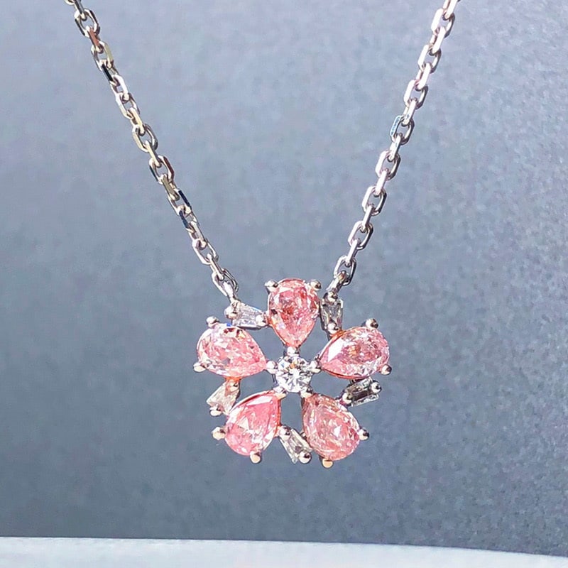 14k Gold 0.60 Ctw Natural Pink Diamond & Diamond Necklace - 2