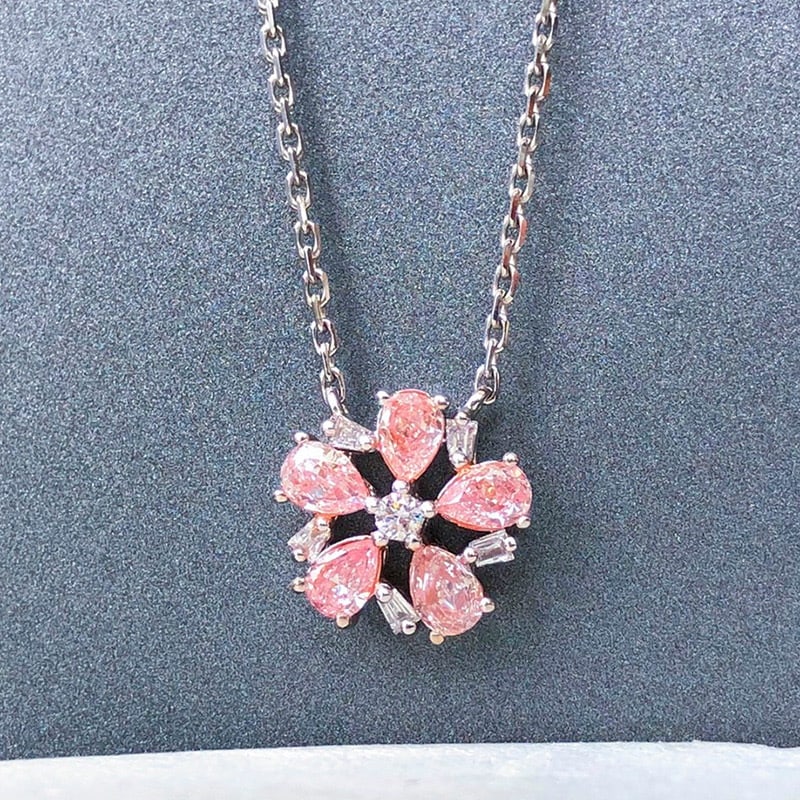 14k Gold 0.60 Ctw Natural Pink Diamond & Diamond Necklace - 3