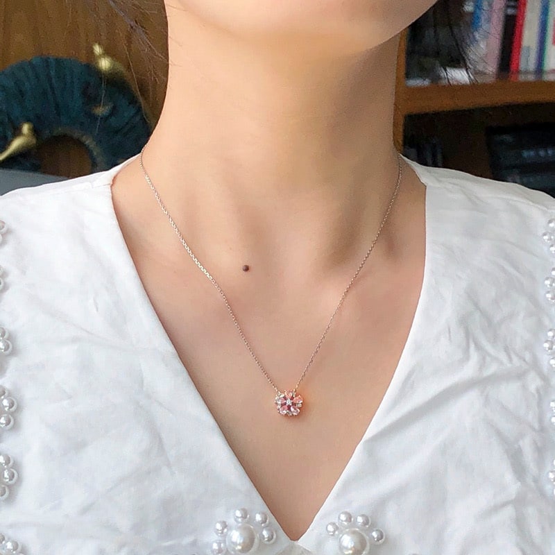 14k Gold 0.60 Ctw Natural Pink Diamond & Diamond Necklace - 4