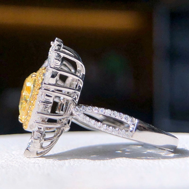 Gia Certified 14k Gold 2.01 Ct Natural Yellow Diamond & Diamond Ring/pendant( Without Chain ) - 2