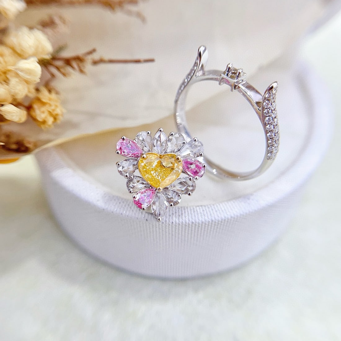 14k Gold 2.20 Ctw Natural Yellow Diamond & Diamond Ring/pendant( Without Chain ) - 4