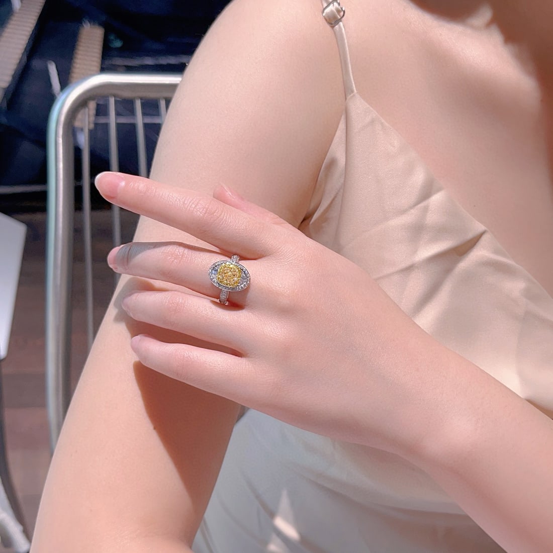 14k Gold 2.21 Ctw Natural Yellow Diamond & Diamond Ring - 2