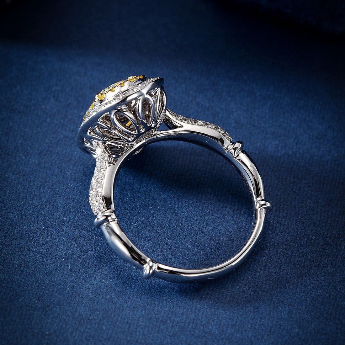 14k Gold 2.21 Ctw Natural Yellow Diamond & Diamond Ring - 4