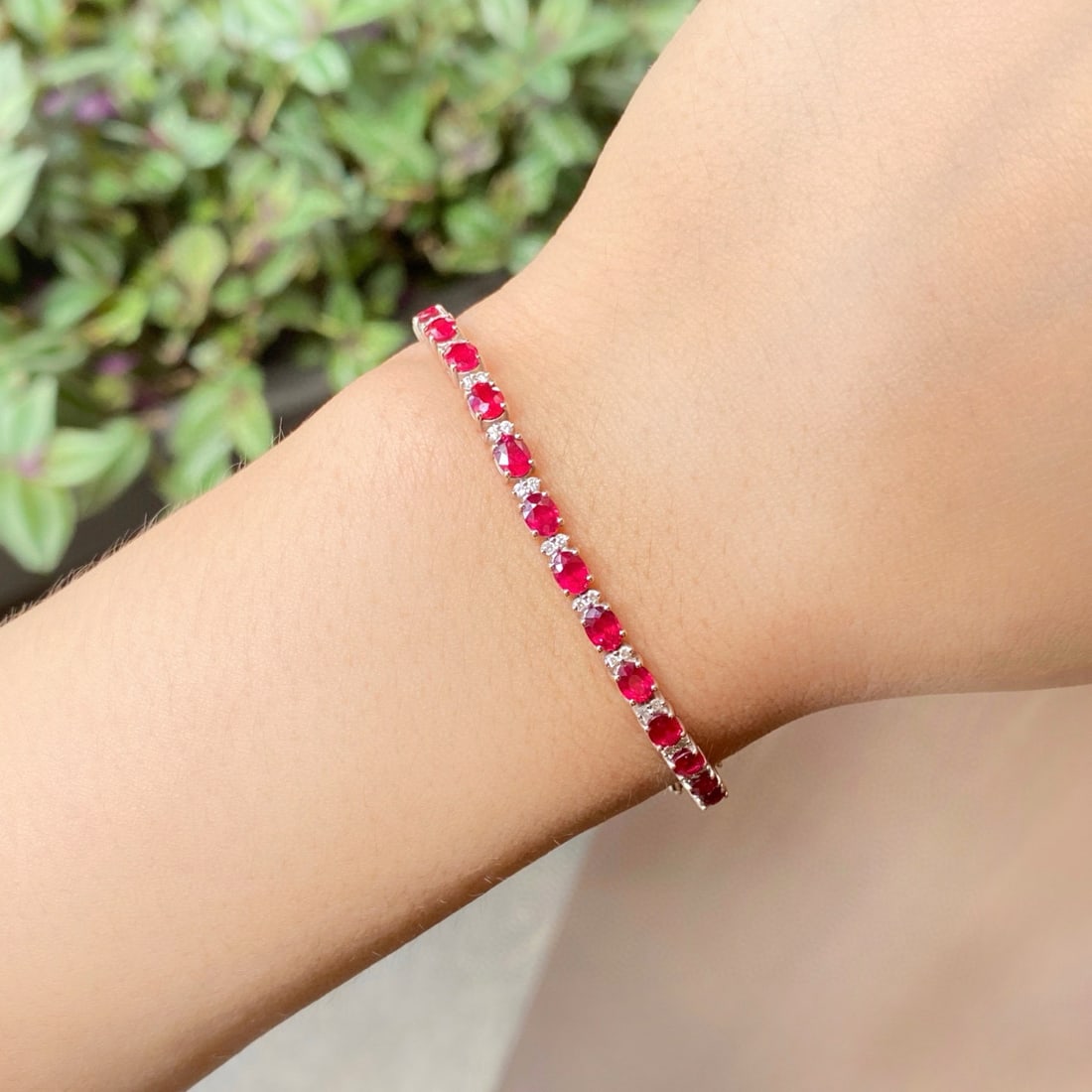 14k Gold 8.01 Ctw Natural Ruby & Diamond Bracelet - 2