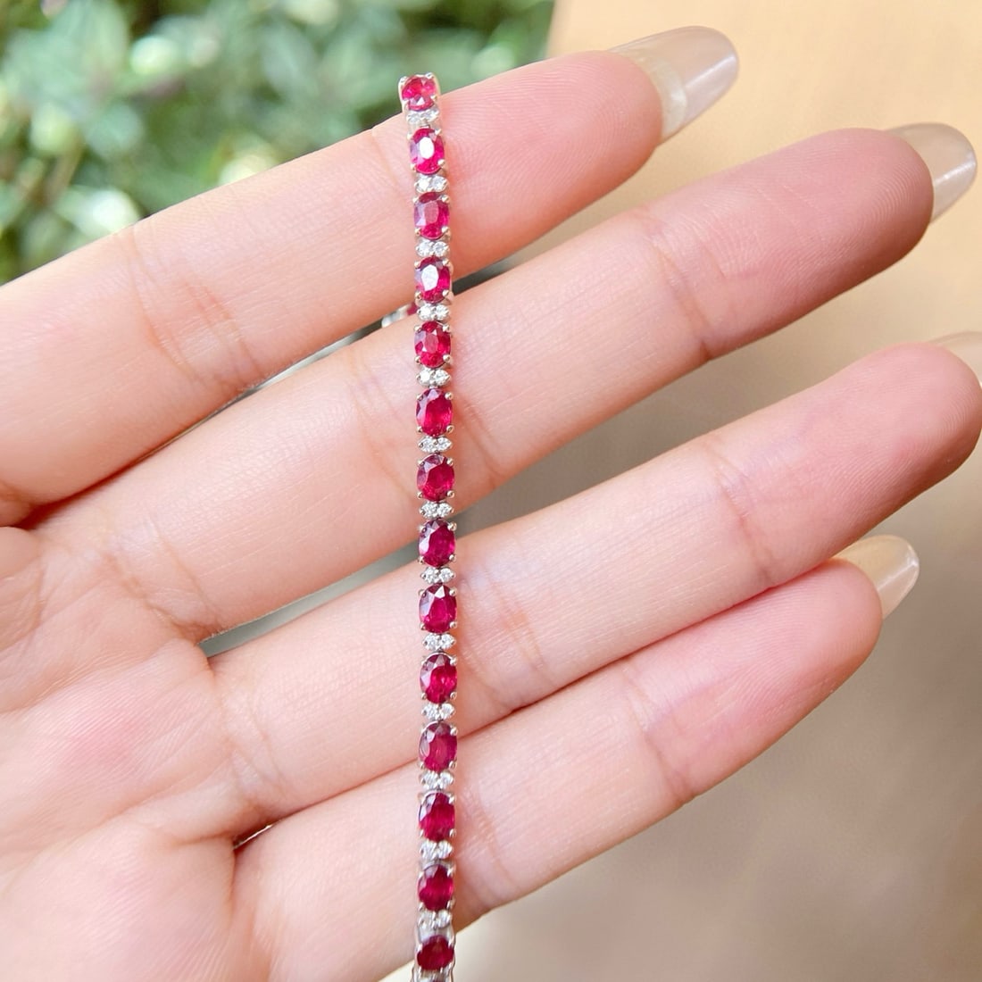 14k Gold 8.01 Ctw Natural Ruby & Diamond Bracelet - 3