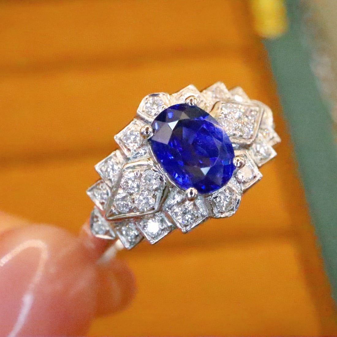 14k Gold 1.35 Ctw Natural Sapphire & Diamond Ring - 2