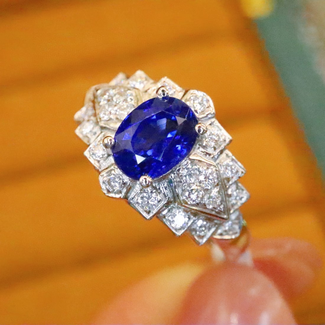 14k Gold 1.35 Ctw Natural Sapphire & Diamond Ring - 3